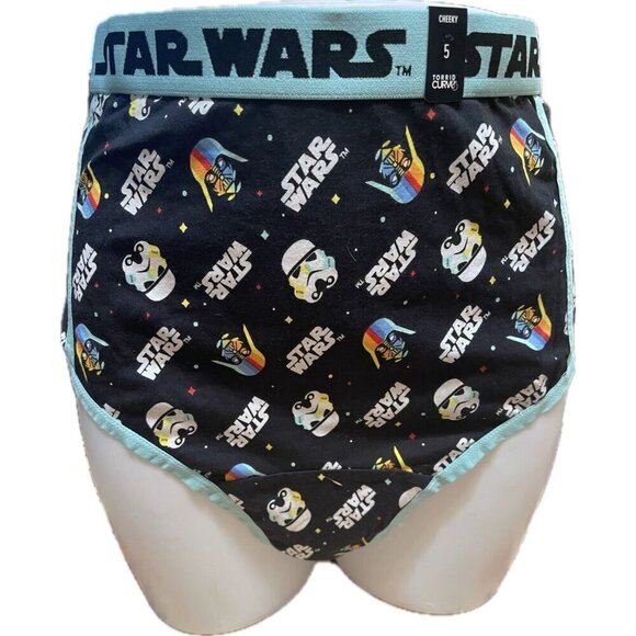 Star Wars + 5 Character Heads Graphic Logo Name Waistband Cotton Cheeky Panties - Picture 2 of 6